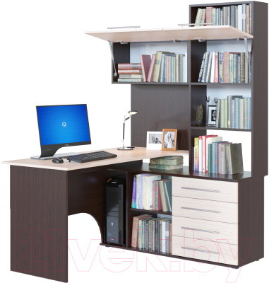 Компьютерный стол Сокол-Мебель КСТ-14 (правый, венге/беленый дуб)