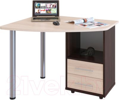 Письменный стол Сокол-Мебель КСТ-102 (правый, венге/беленый дуб)