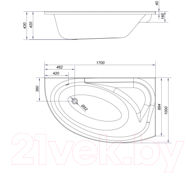 Каркас Cersanit MEZA 160 New / K-RW-MEZAx160n