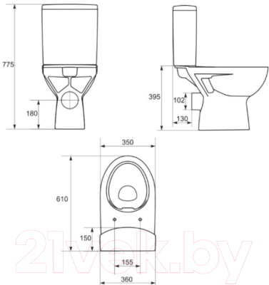 Унитаз напольный Cersanit Parva PAR011 (S-KO-PA011-3/6-D-w)