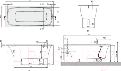 Ванна квариловая Villeroy & Boch My Art 170x75 / UBQ170MYA2V-01 (с ножками)