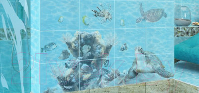 Элемент панно Beryoza Ceramica Лазурь Морской мир 1 бирюзовый (250x350)