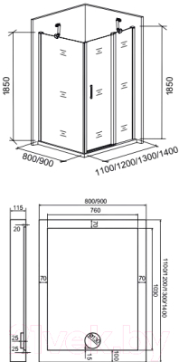 Душевой уголок Good Door Пандора WCD 110x80