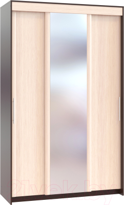 Шкаф Сокол-Мебель ШР-156.2 с зеркалом (венге/беленый дуб)