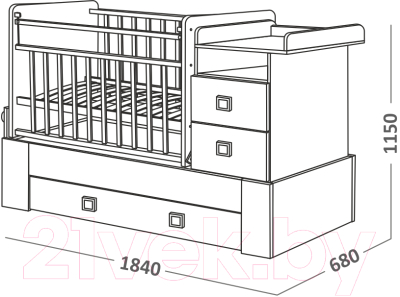 Детская кровать-трансформер СКВ 830039-1 (бежевый/белый)