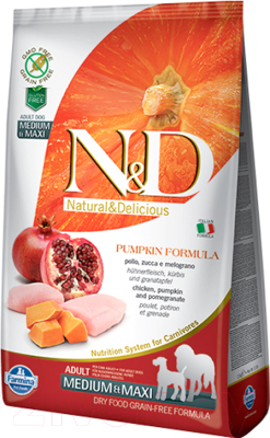 

Корм для собак Farmina, N&D Grain Free Pumpkin Chicken & Pomegranate Adult Medium & Maxi