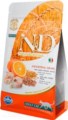 Сухой корм для кошек Farmina N&D Low Grain Codfish & Orange Adult (1.5кг)