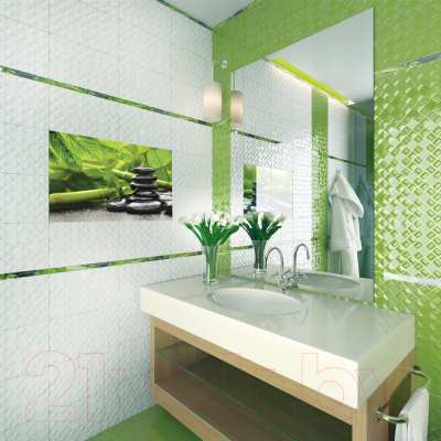 Бордюр Golden Tile Relax Aura 49С411 (400x30, зеленый)