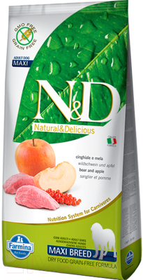 Сухой корм для собак Farmina N&D Grain Free Boar & Apple Adult Maxi (12кг)