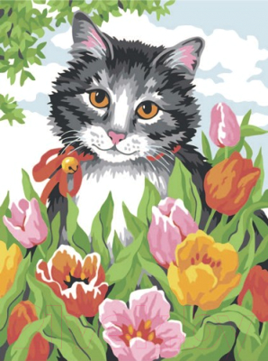 Картина по номерам Picasso Котик в цветах (PC3040003)