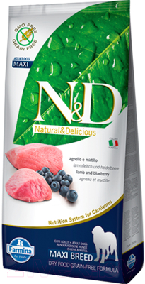 Сухой корм для собак Farmina N&D Grain Free Lamb & Blueberry Adult Maxi (12кг)