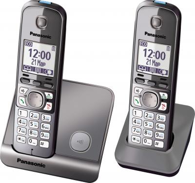 Беспроводной телефон Panasonic KX-TG6712 (серый металлик) - общий вид
