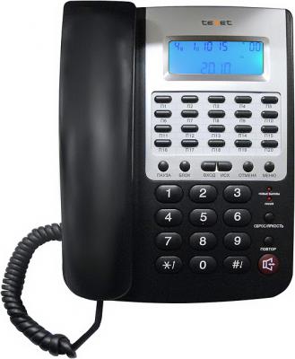 Проводной телефон Texet TX-249 АОН Black - вид спереди