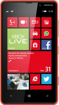 Смартфон Nokia Lumia 820 Red - вид спереди