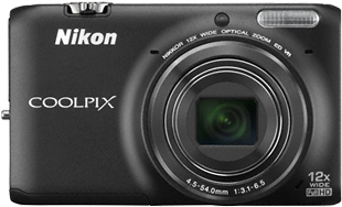 Компактный фотоаппарат Nikon Coolpix S6500 Black - вид спереди