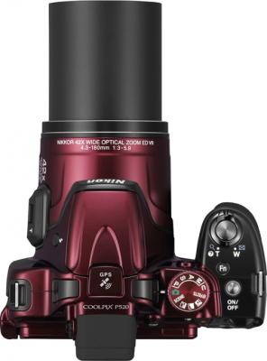 Компактный фотоаппарат Nikon Coolpix P520 Red - вид сверху