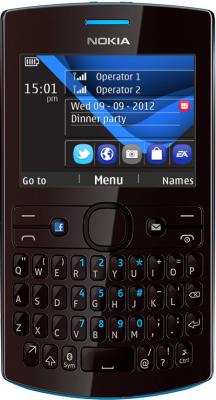 Мобильный телефон Nokia Asha 205 Cyan Dark Rose - вид спереди