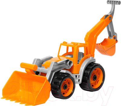Погрузчик игрушечный ТехноК Трактор с двумя ковшами 3671 (оранжевый)