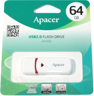 Usb flash накопитель Apacer AH333 White 64GB (AP64GAH333W-1)