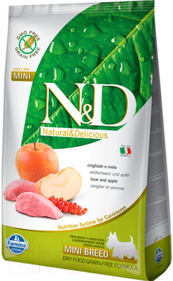 

Корм для собак Farmina, N&D Grain Free Boar & Apple Adult Mini