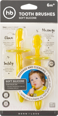 Набор зубных щеток для новорожденных Happy Baby Tooth Brushes 20017 (желтый)