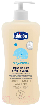 Шампунь-гель детский Chicco Baby Moments детский без слез с овсом (500мл)