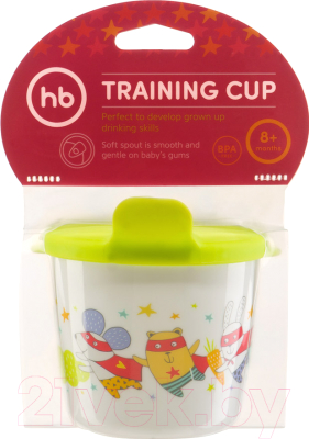 Кружка детская Happy Baby Training Cup 15010 (лайм, с крышкой)