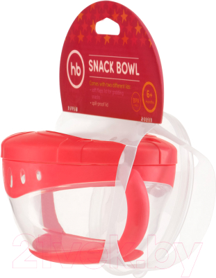 Тарелка для кормления Happy Baby Snack Bow 15021 (красный, с двумя крышками)