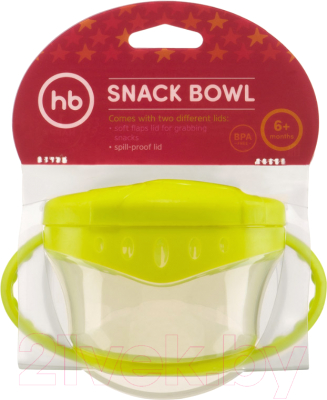 Тарелка для кормления Happy Baby Snack Bow 15021 (лайм, с двумя крышками)