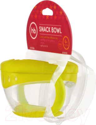 Тарелка для кормления Happy Baby Snack Bow 15021 (лайм, с двумя крышками)