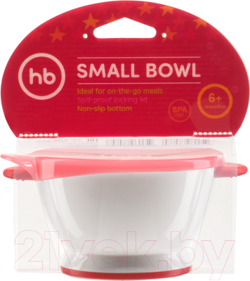 Тарелка для кормления Happy Baby Small Bowl 15024 (красный, с крышкой)