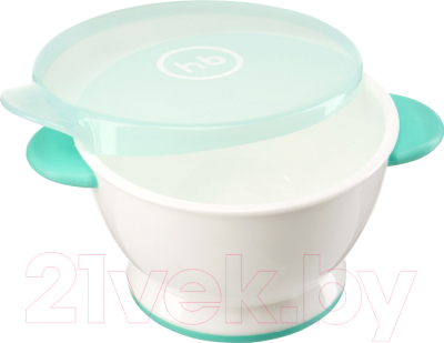 Тарелка для кормления Happy Baby Small Bowl 15024 (мятный, с крышкой)