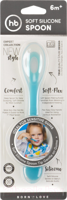 Ложка для кормления Happy Baby Soft Silicone Spoon 15026 (голубой)