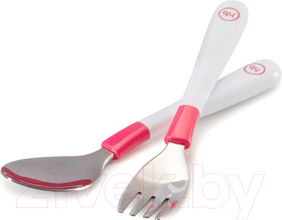 Набор столовых приборов Happy Baby Spoon Fork Baby Cutlery Set 15027 (красный)