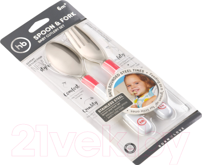 Набор столовых приборов Happy Baby Spoon Fork Baby Cutlery Set 15027 (красный)