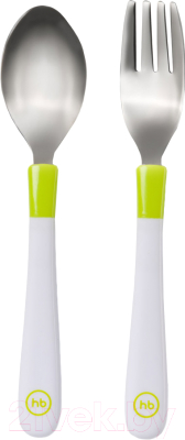 Набор столовых приборов Happy Baby Spoon Fork Baby Cutlery Set 15027 (лайм)