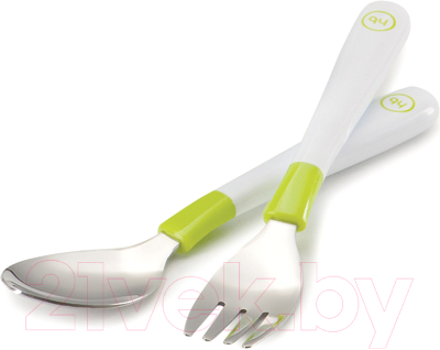 Набор столовых приборов Happy Baby Spoon Fork Baby Cutlery Set 15027 (лайм)