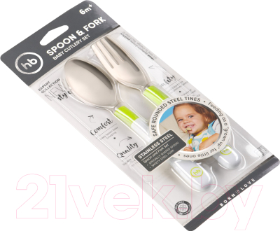 Набор столовых приборов Happy Baby Spoon Fork Baby Cutlery Set 15027 (лайм)