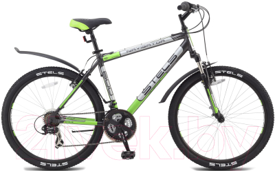 Велосипед STELS Navigator 600 V V010 26" 2017 (21, серый/серебристый/зеленый)