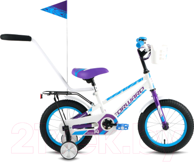 Детский велосипед с ручкой Forward Meteor 2017 (14, белый/фиолетовый)