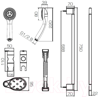 Душевой гарнитур Bravat Eco D152CP