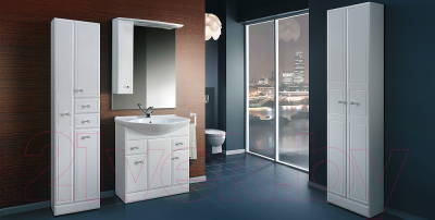 Шкаф с зеркалом для ванной Belux Адажио В80Ш (левый)