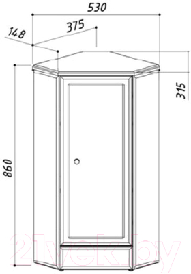 Шкаф-полупенал для ванной Belux Адажио НУ 38 (правый)