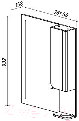 Шкаф с зеркалом для ванной Belux Анталия В80Ш (65, правый)