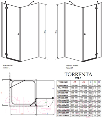 Душевой уголок Radaway Torrenta KDJ 100 L / 32444-01-01NL