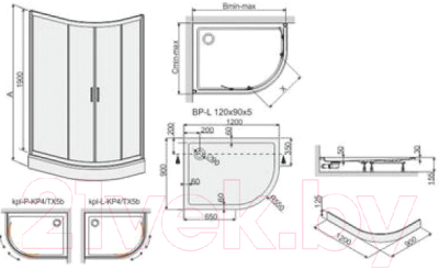 Душевой уголок Sanplast Kpl-P-KP4/TX5b-90x120-S sbGY