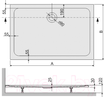 Душевой поддон Sanplast B/FREE 80x100x25