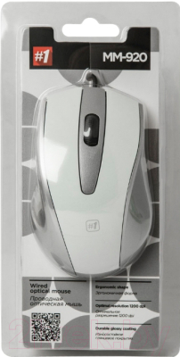 Мышь Defender #1 MM-920 / 52922 (белый/серый)