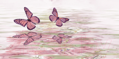 Декоративная плитка Нефрит-Керамика Баттерфляй Вода / 04-01-1-10-04-41-328-0 (500x250, розовый)