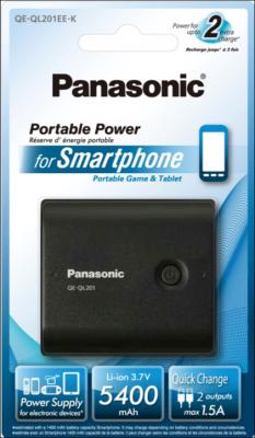 Портативное зарядное устройство Panasonic QE-QL201EE-K - в упаковке